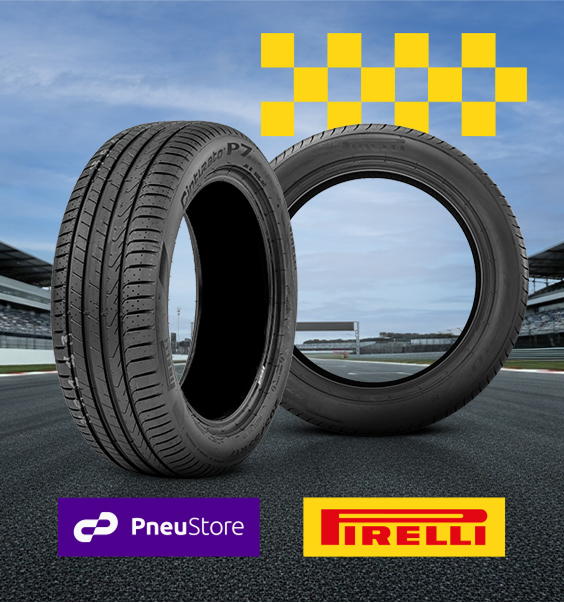 Pneus sobre pista e logotipos